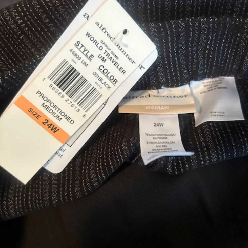 Alfred Dunner Black/Gray Stretch Allure tummy control pants, size 24W - Picture 4 of 5